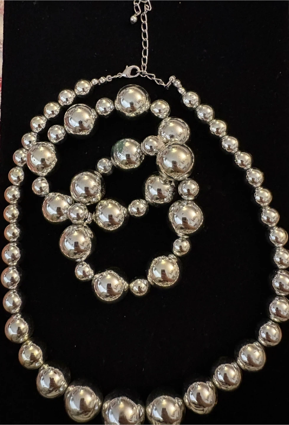 Vintage Silver Tone Beaded Necklace and Bracelet Set
