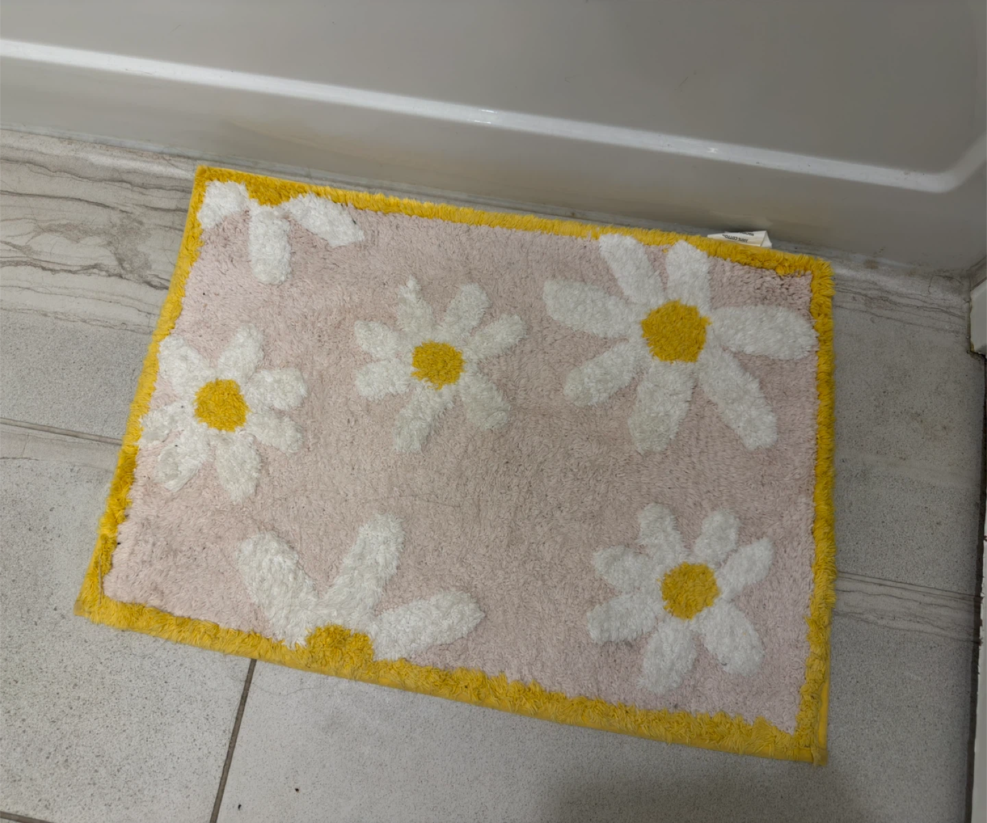 Pink & Yellow Daisy Bath Mat