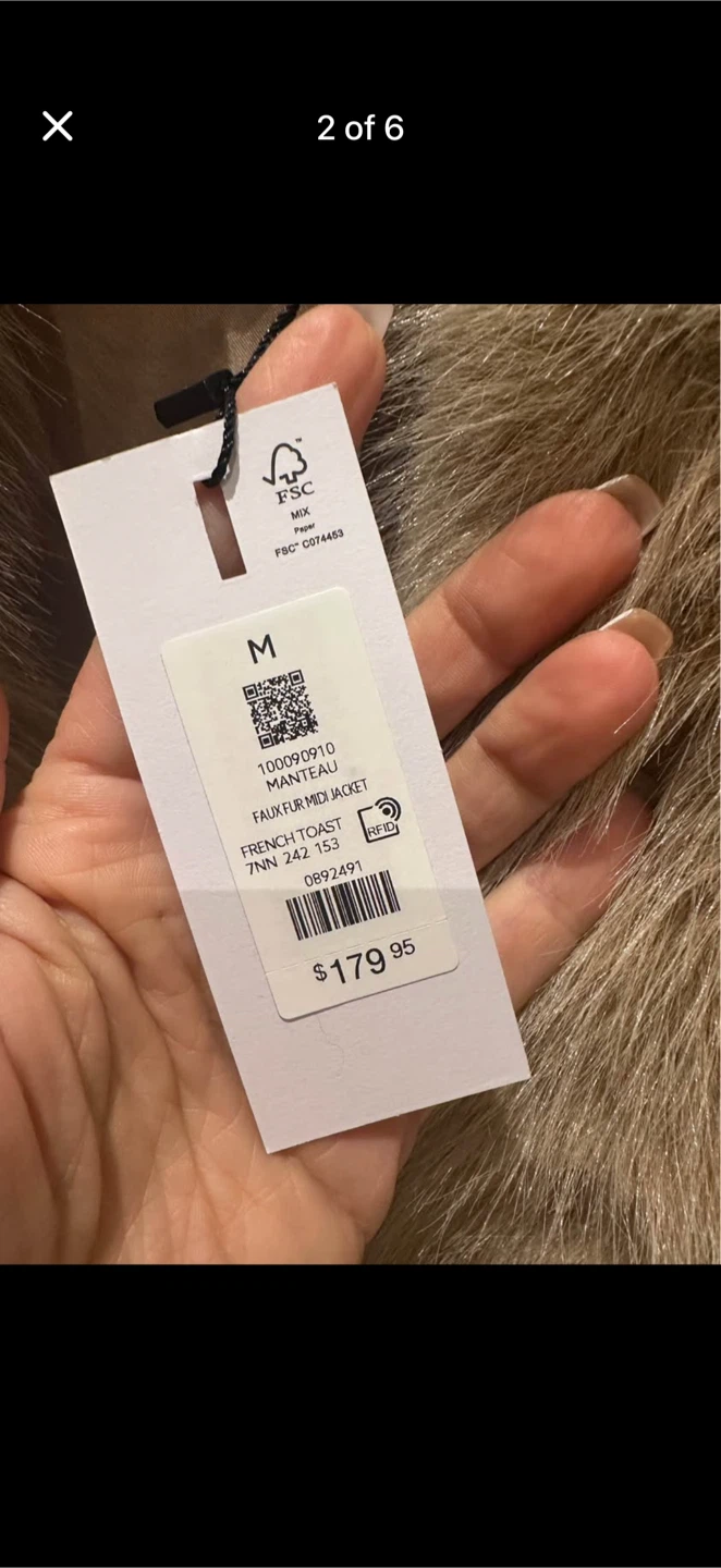 Faux Fur Midi Jacket - Tan - Size M - photo 2