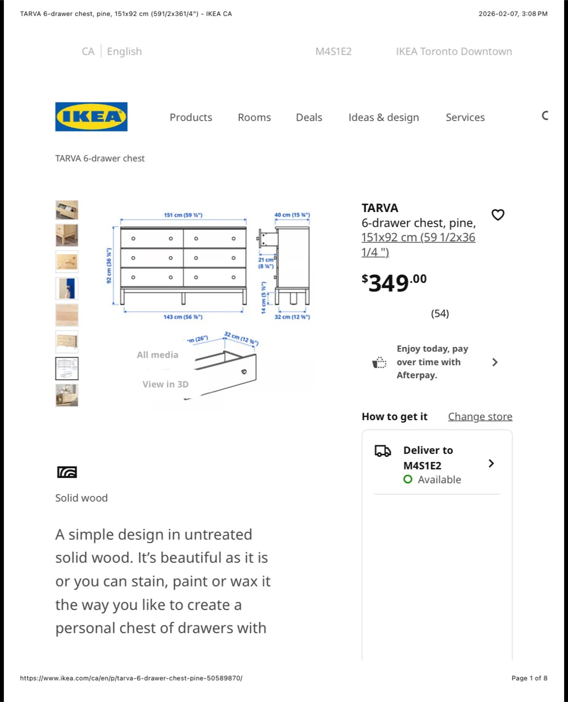 Ikea Tarva Dark Blue Six-Drawer Dresser - photo 4