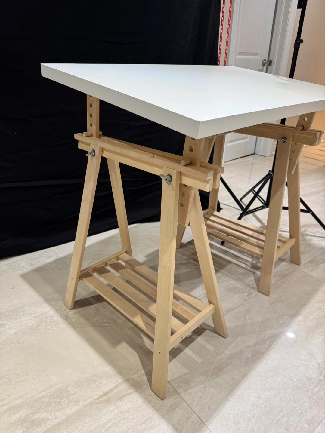 Adjustable Wooden Drafting Table with White Top - photo 2