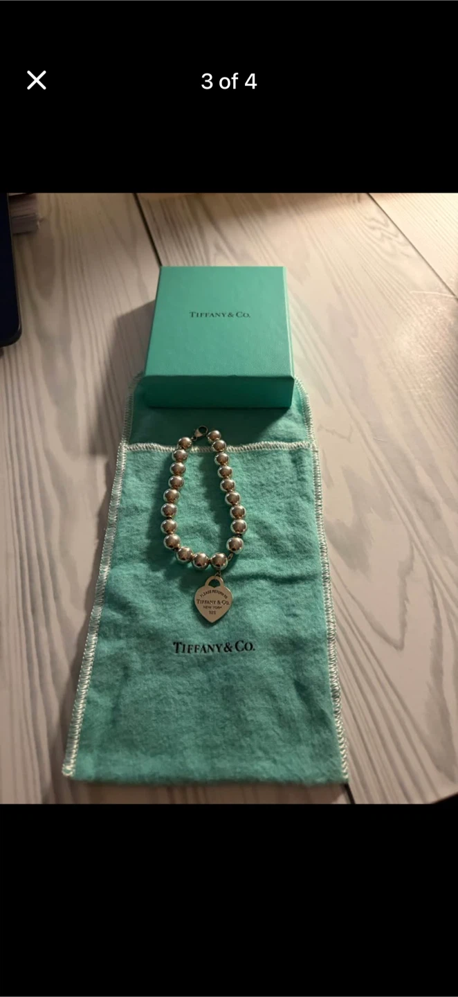 Tiffany & Co. Sterling Silver Ball Bracelet with Heart Tag - photo 3