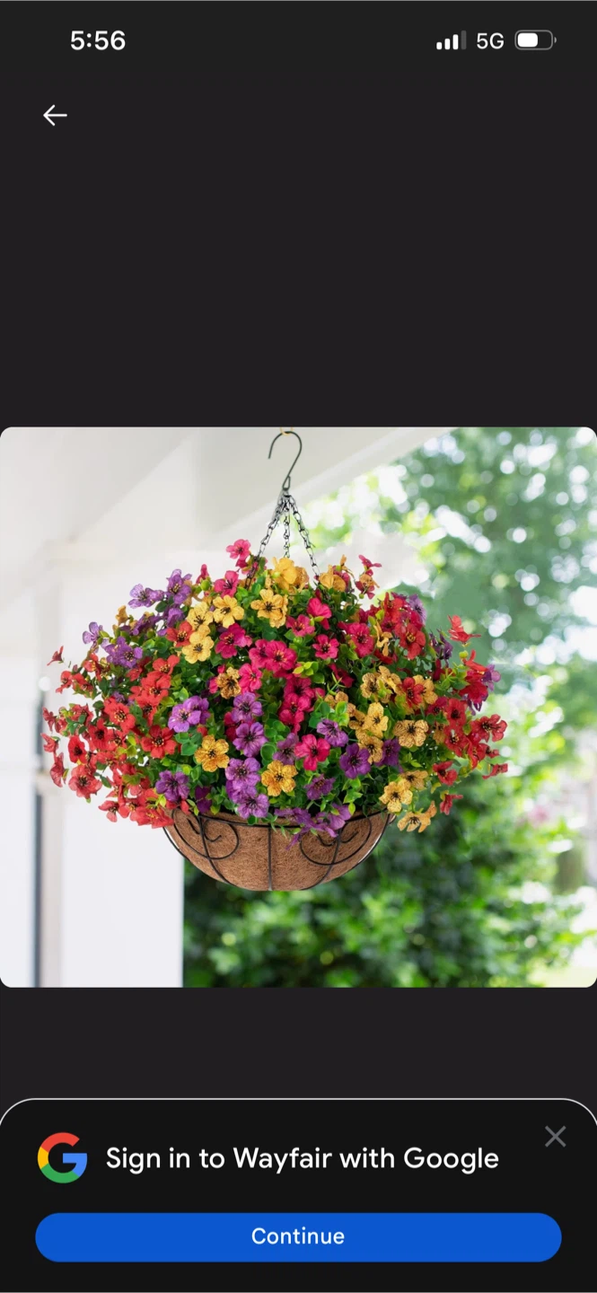 New Hanging Flower Basket with Artificial Flowers - photo 2