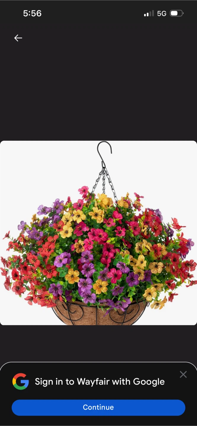 New Hanging Flower Basket with Artificial Flowers