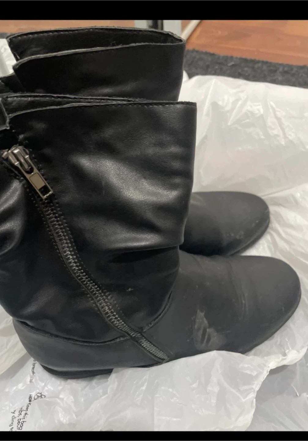 Black Faux Leather Ankle Boots with Zipper 🏆 - photo 2