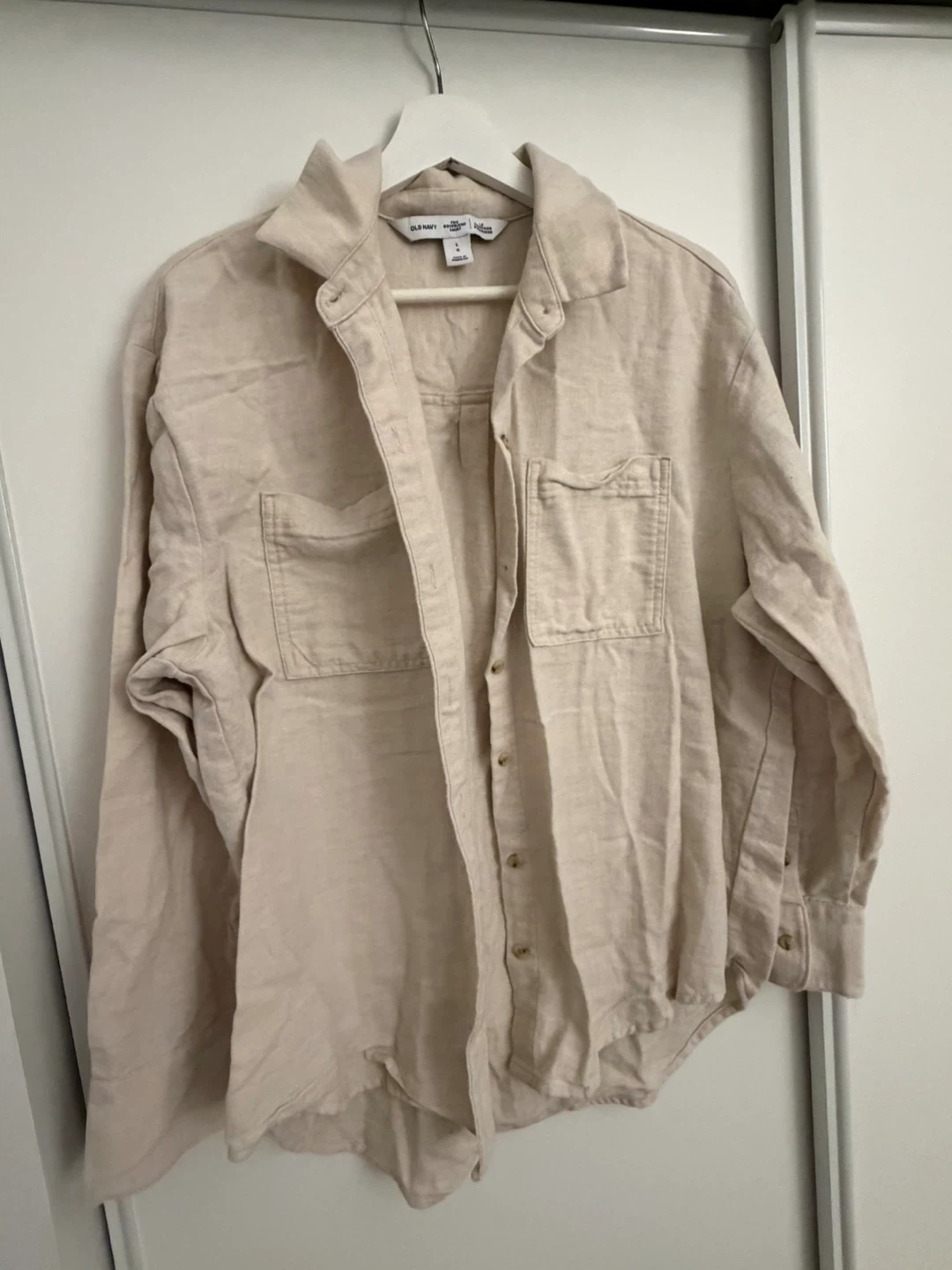 Old Navy Linen Blend Button-Up Shirt - Beige