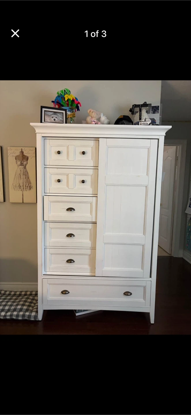 White Tall Dresser with Cabinet