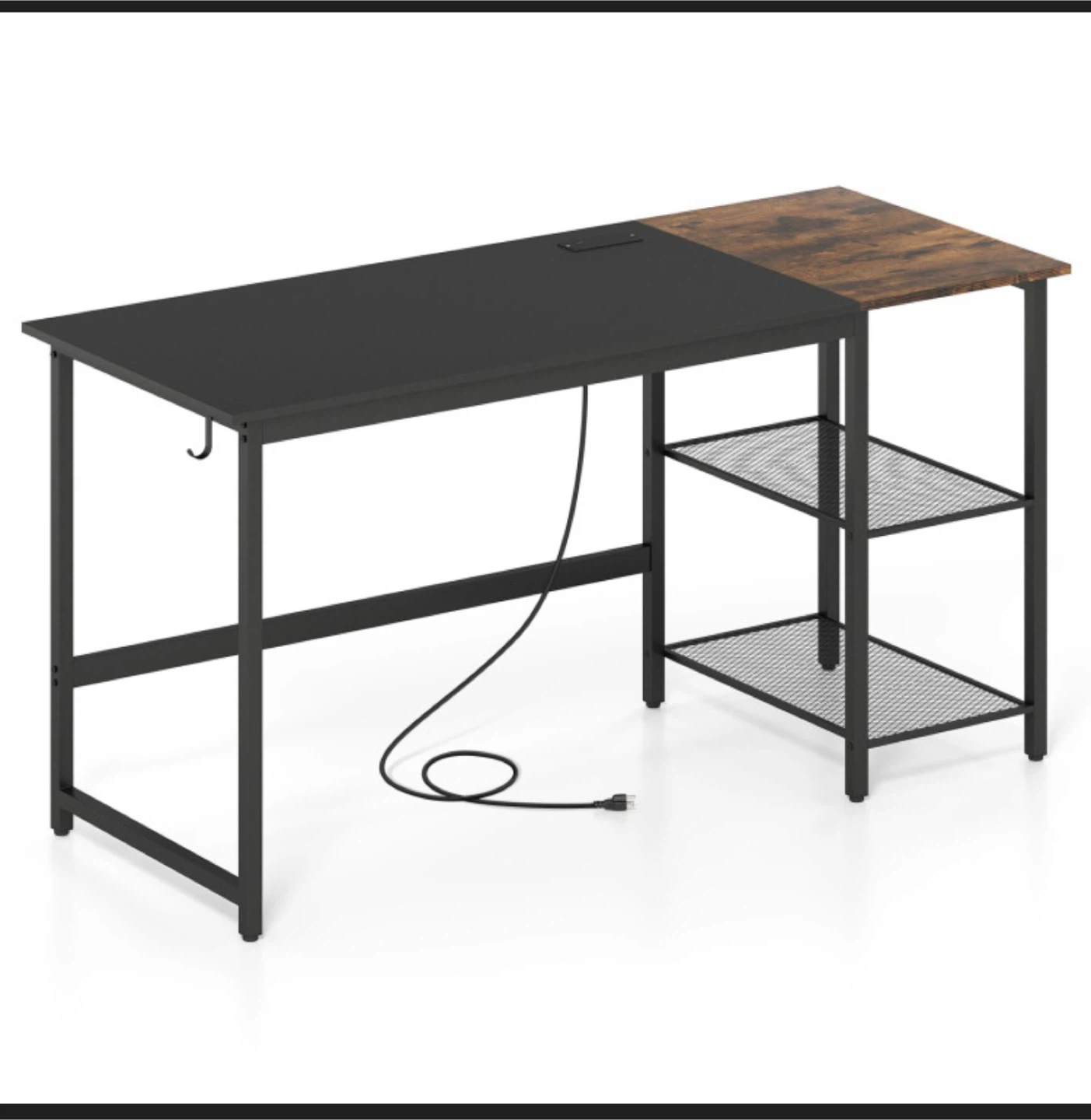 Industrial Style Desk with Storage Shelves