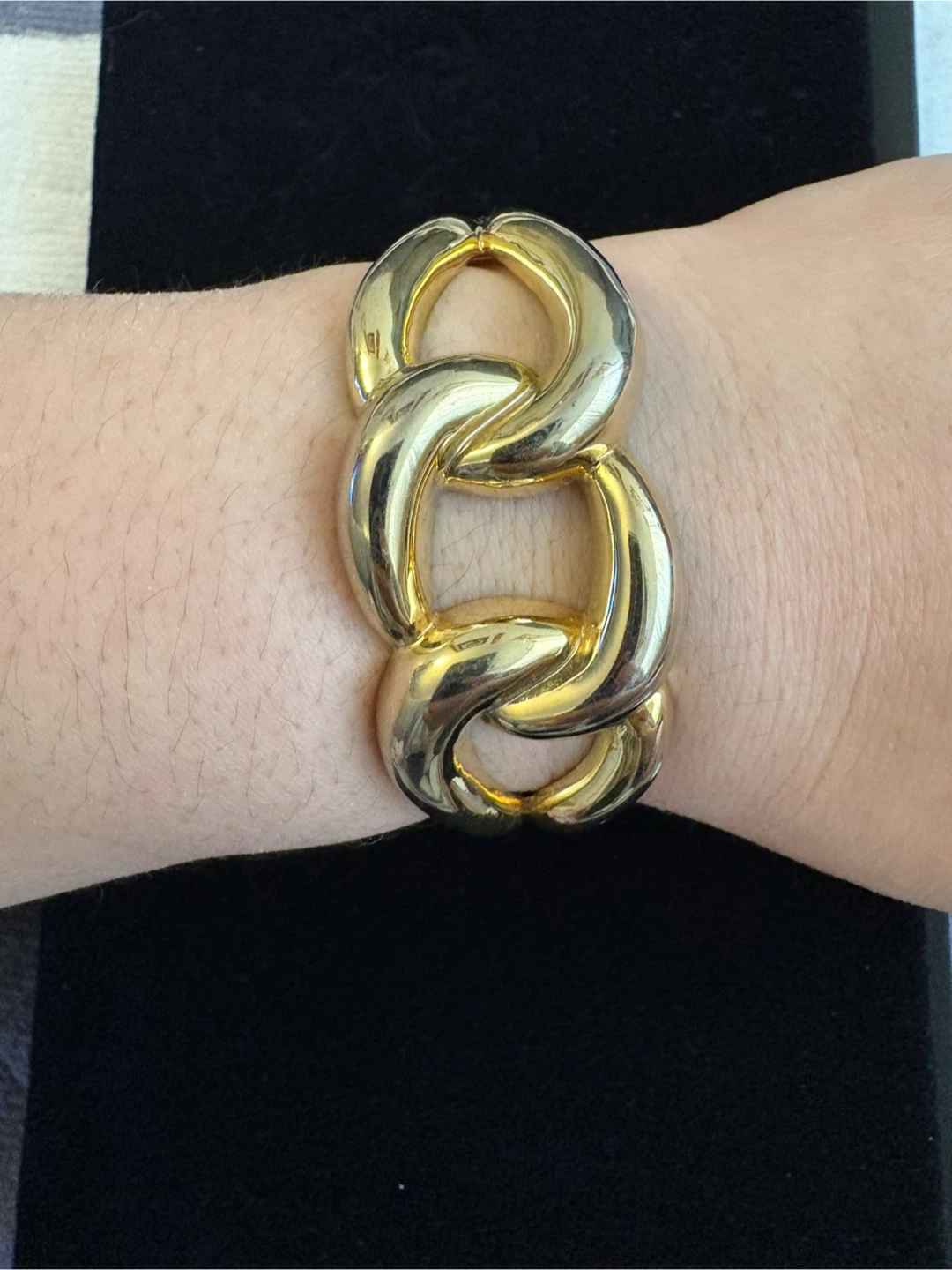 Vintage Gold Tone Chunky Link Bangle Bracelet