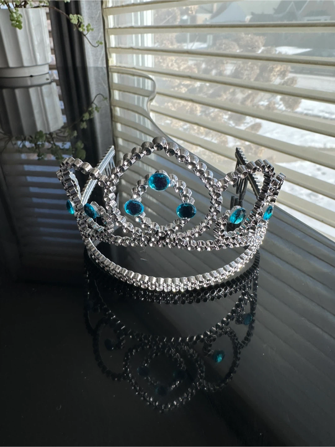 Silver Tiara with Blue Rhinestones 🏆