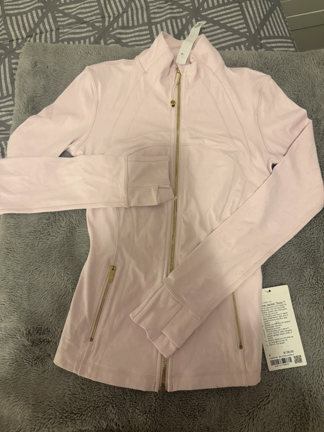 Lululemon Deline Jacket "Nulu" Light Pink Size 4