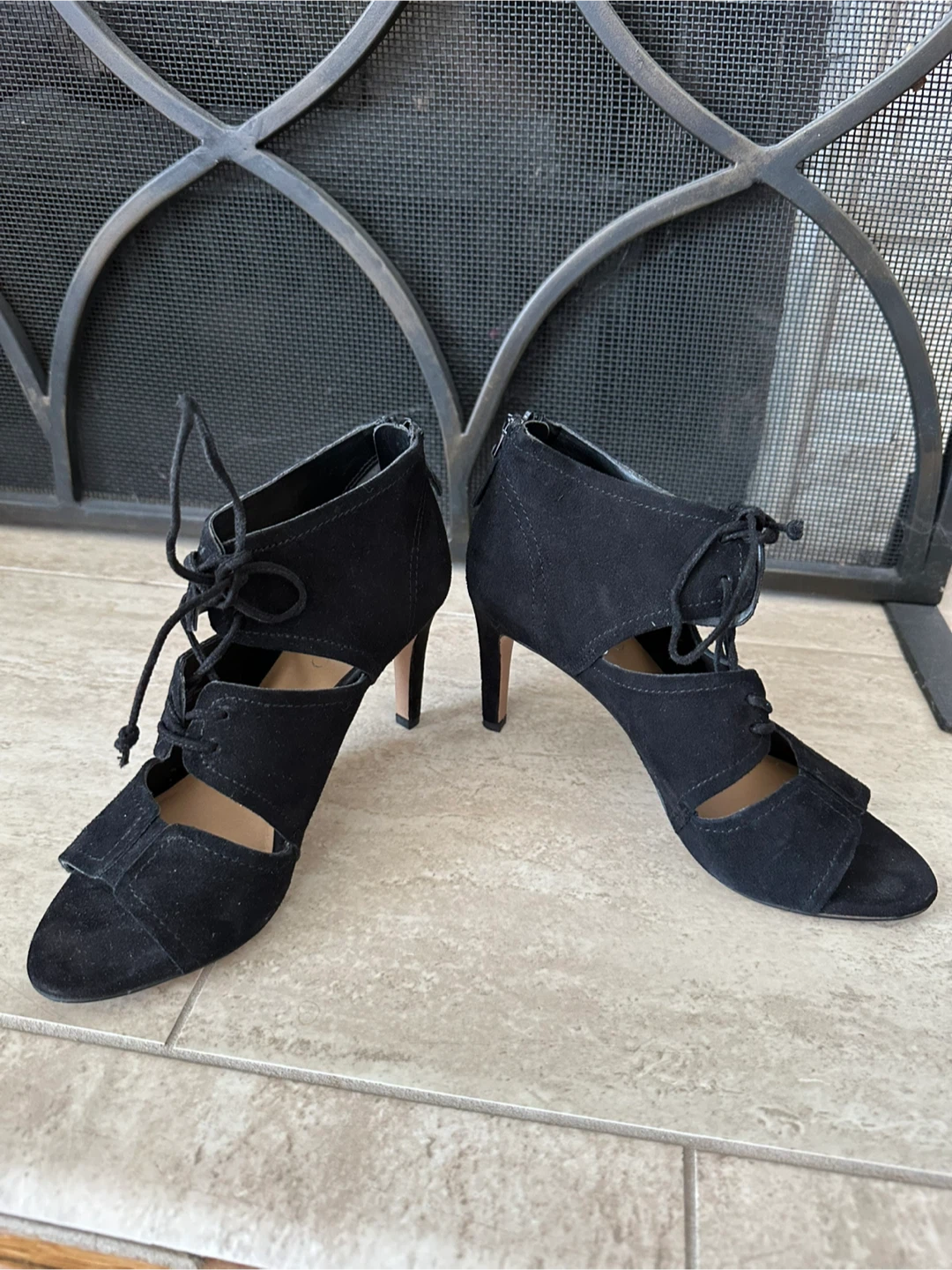 Black Suede Lace-Up Heels 🏆