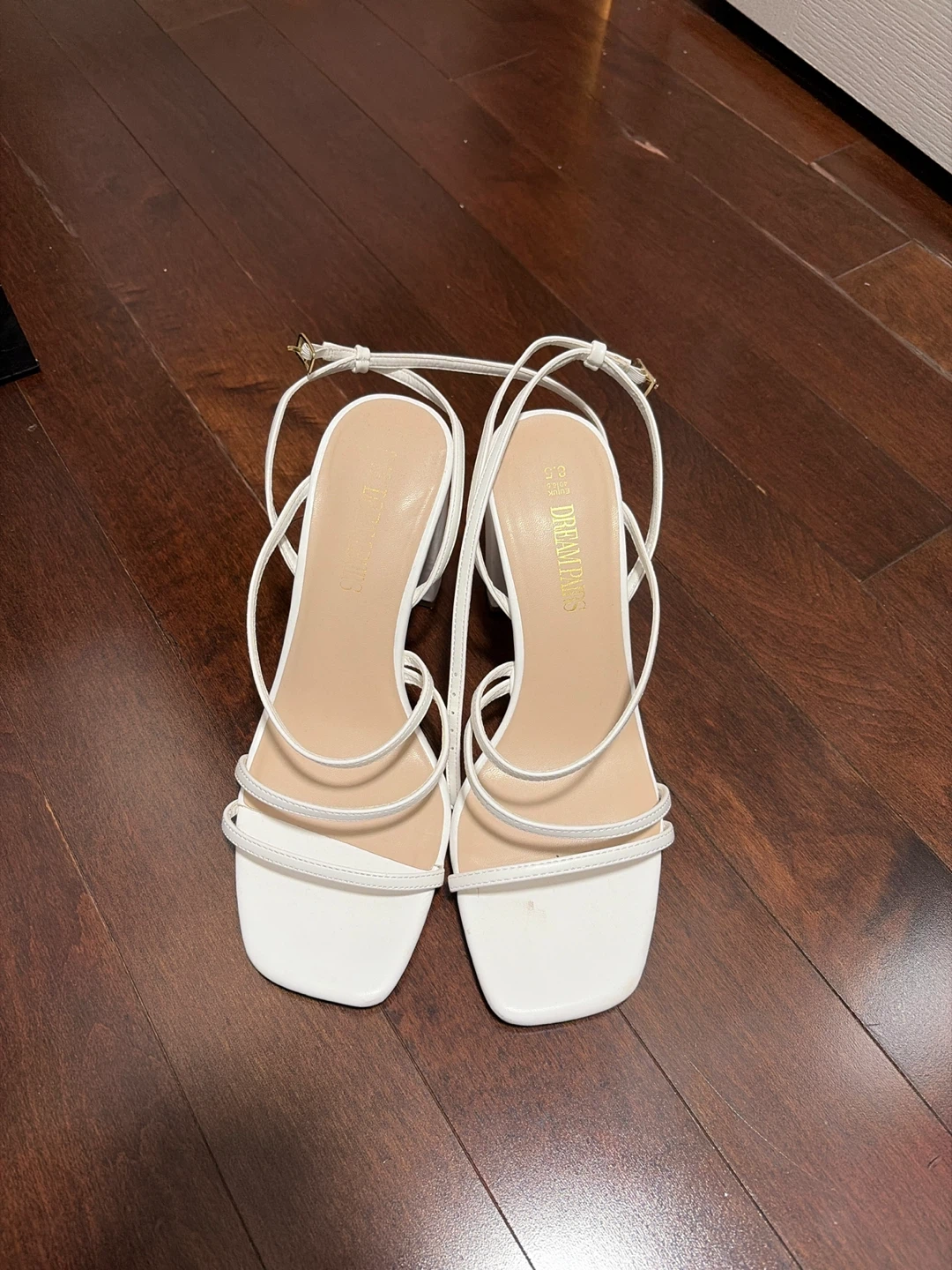 White and blackBlock Heel Sandals