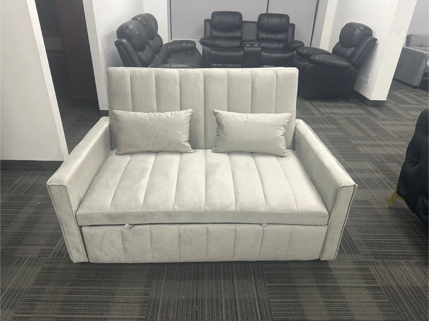 Light Grey Loveseat Sofa Bed with Pillows - photo 4
