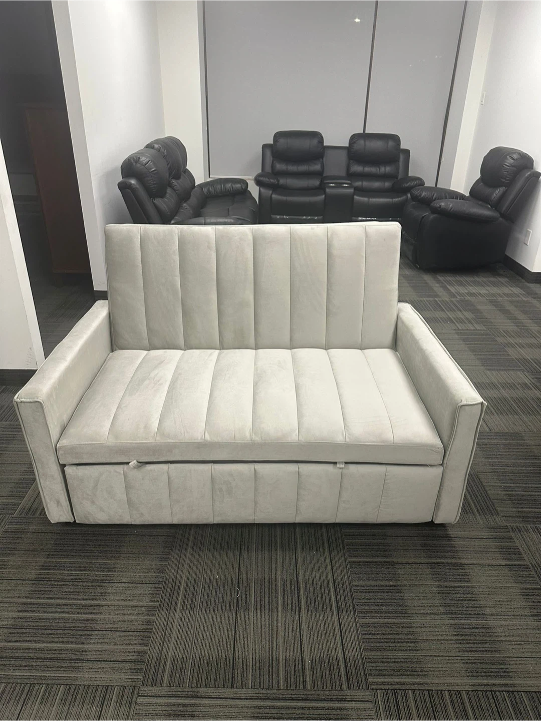 Light Grey Loveseat Sofa Bed with Pillows