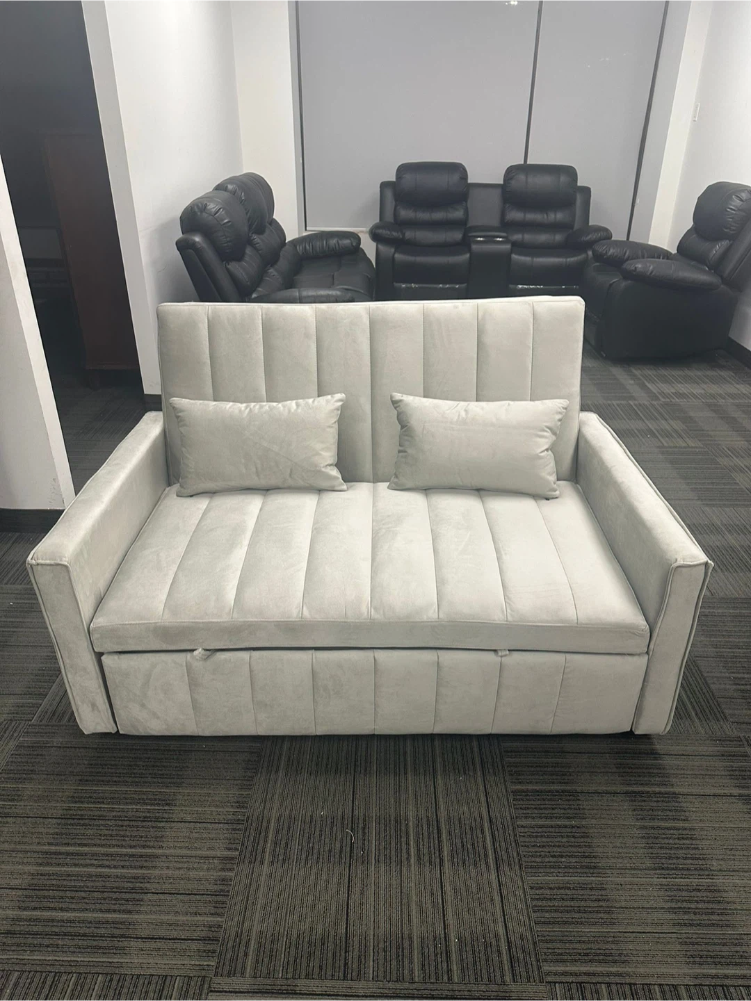 Light Grey Loveseat Sofa Bed with Pillows - photo 3