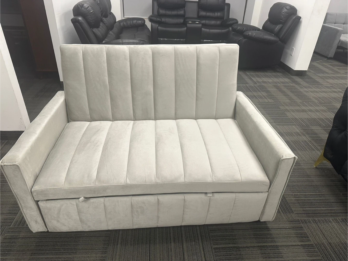 Light Grey Loveseat Sofa Bed with Pillows - photo 2
