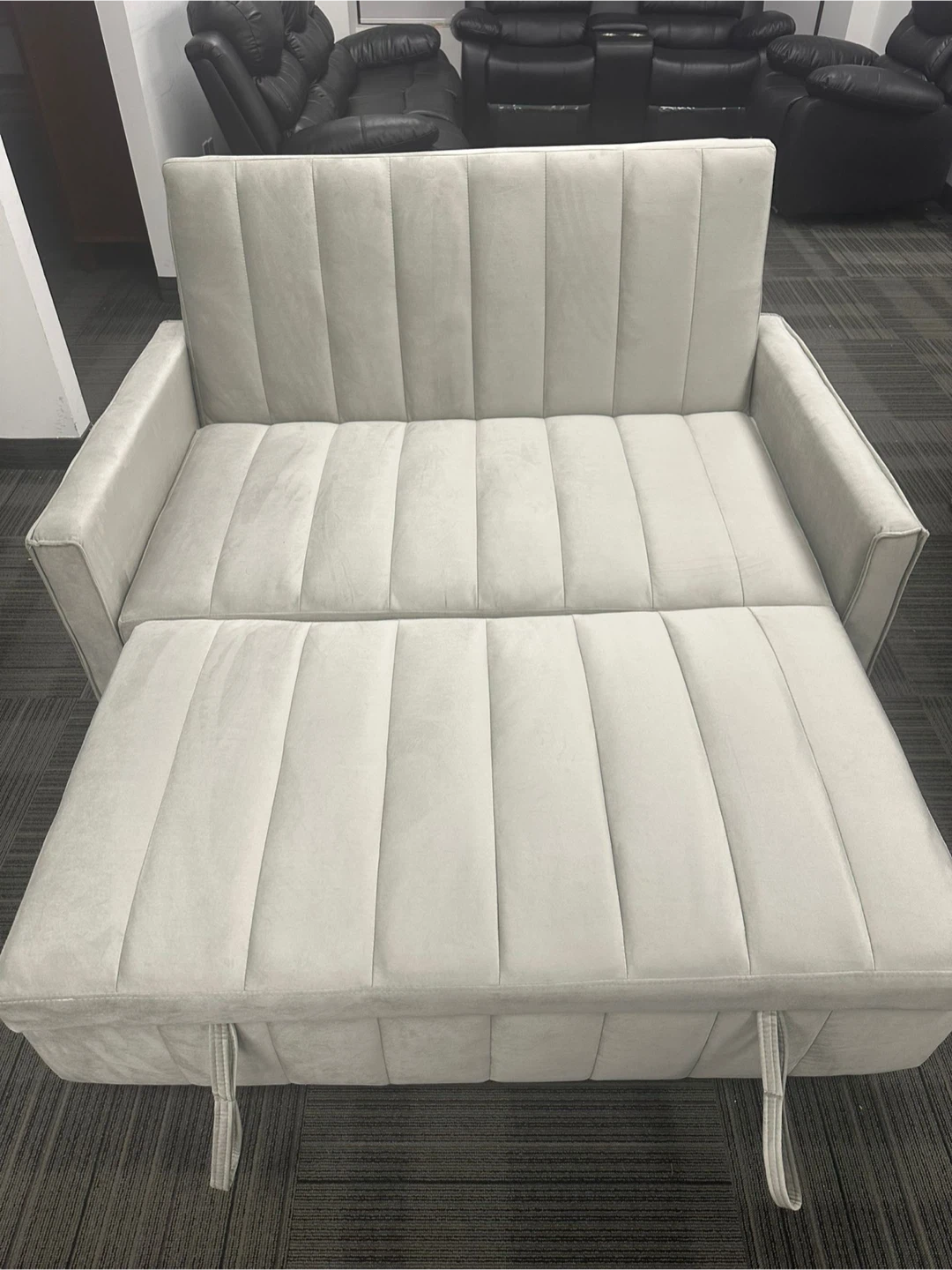 Light Grey Loveseat Sofa Bed with Pillows - photo 5