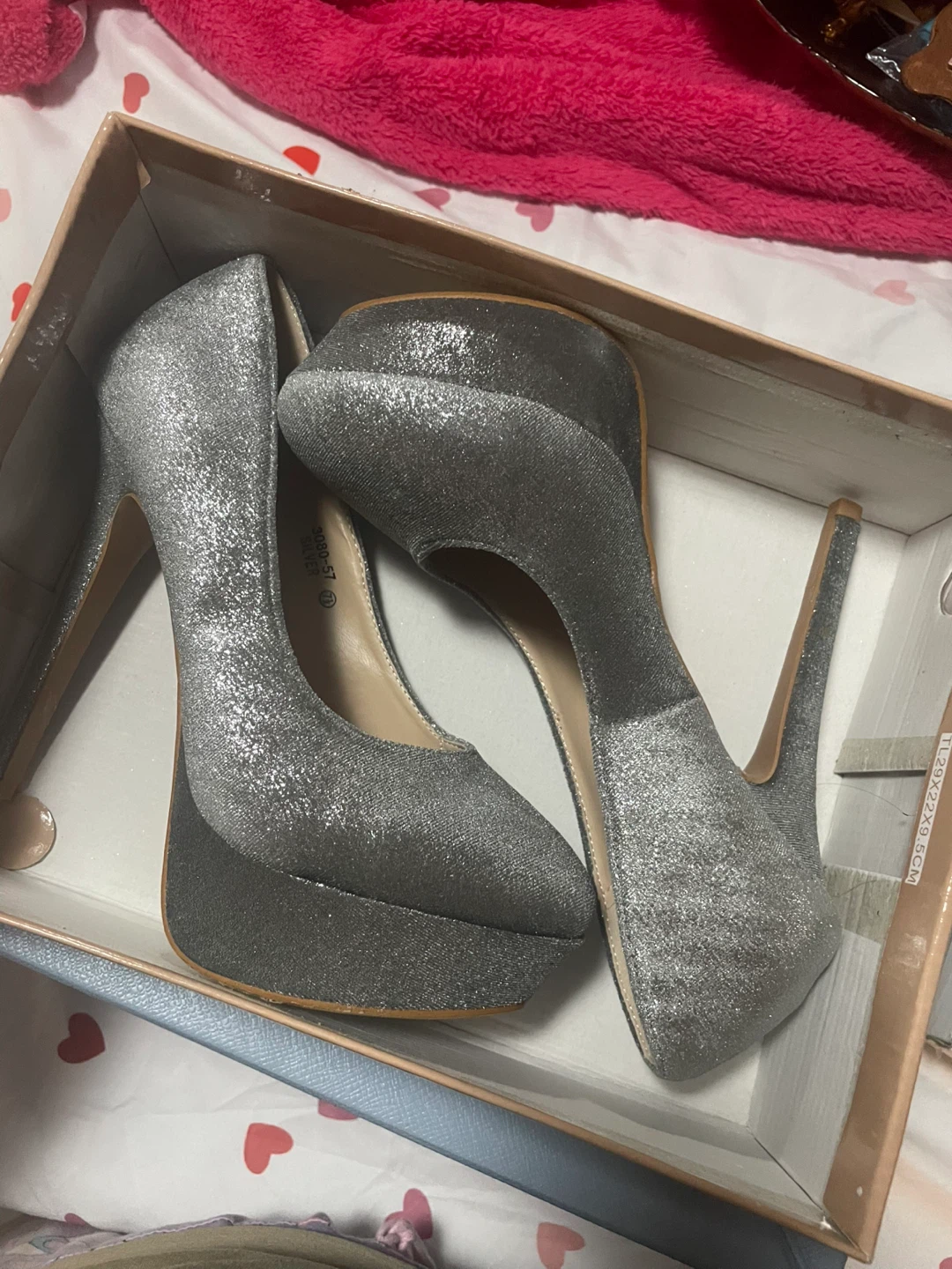 Silver Glitter Platform Heels