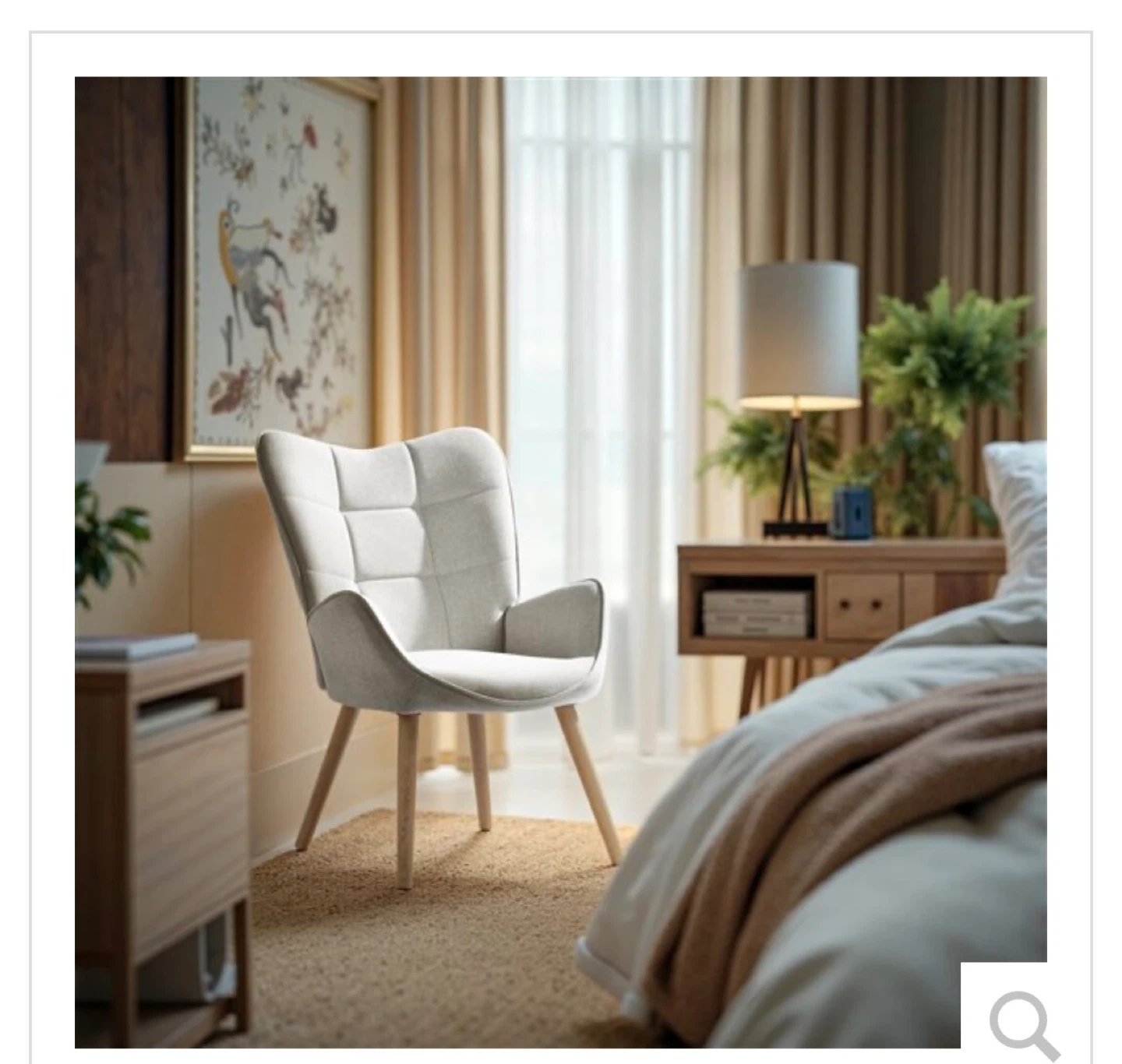 Living Room Wingback Chair – Beige Fabric – Brand New - photo 3