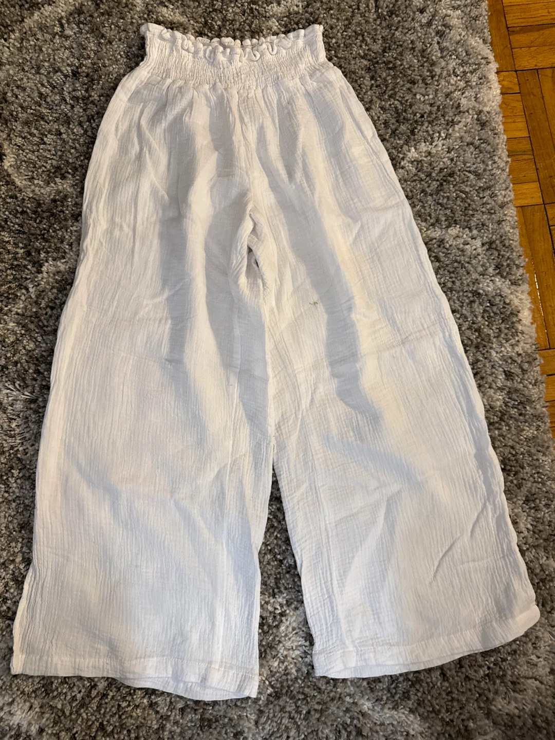 Just Living White Wide Leg Gaucho Pants Size M