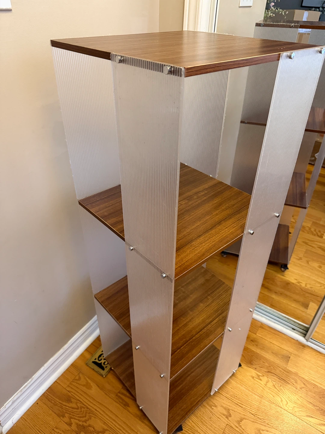 Modern Acrylic and Wood Shelf Unit- Brand New