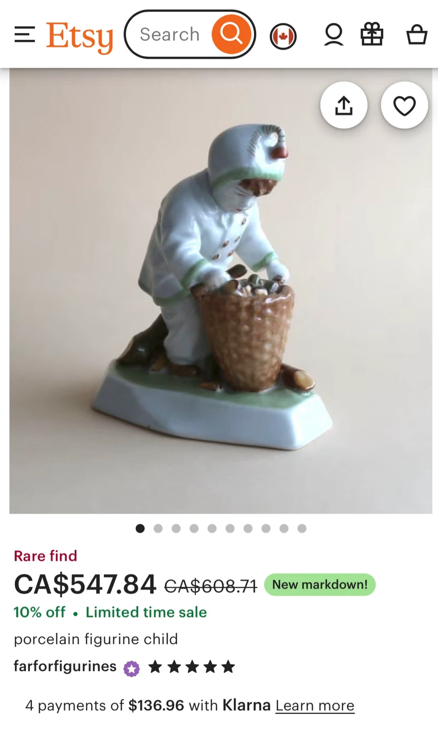 🏆rare Porcelain Figurine Child with Basket - photo 5
