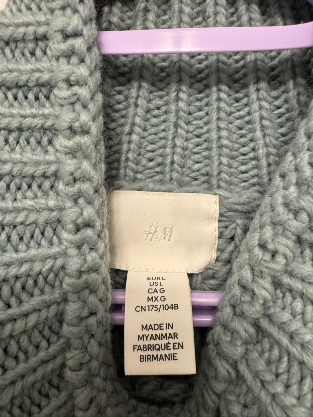H&M Light Blue Knit Turtleneck Sweater