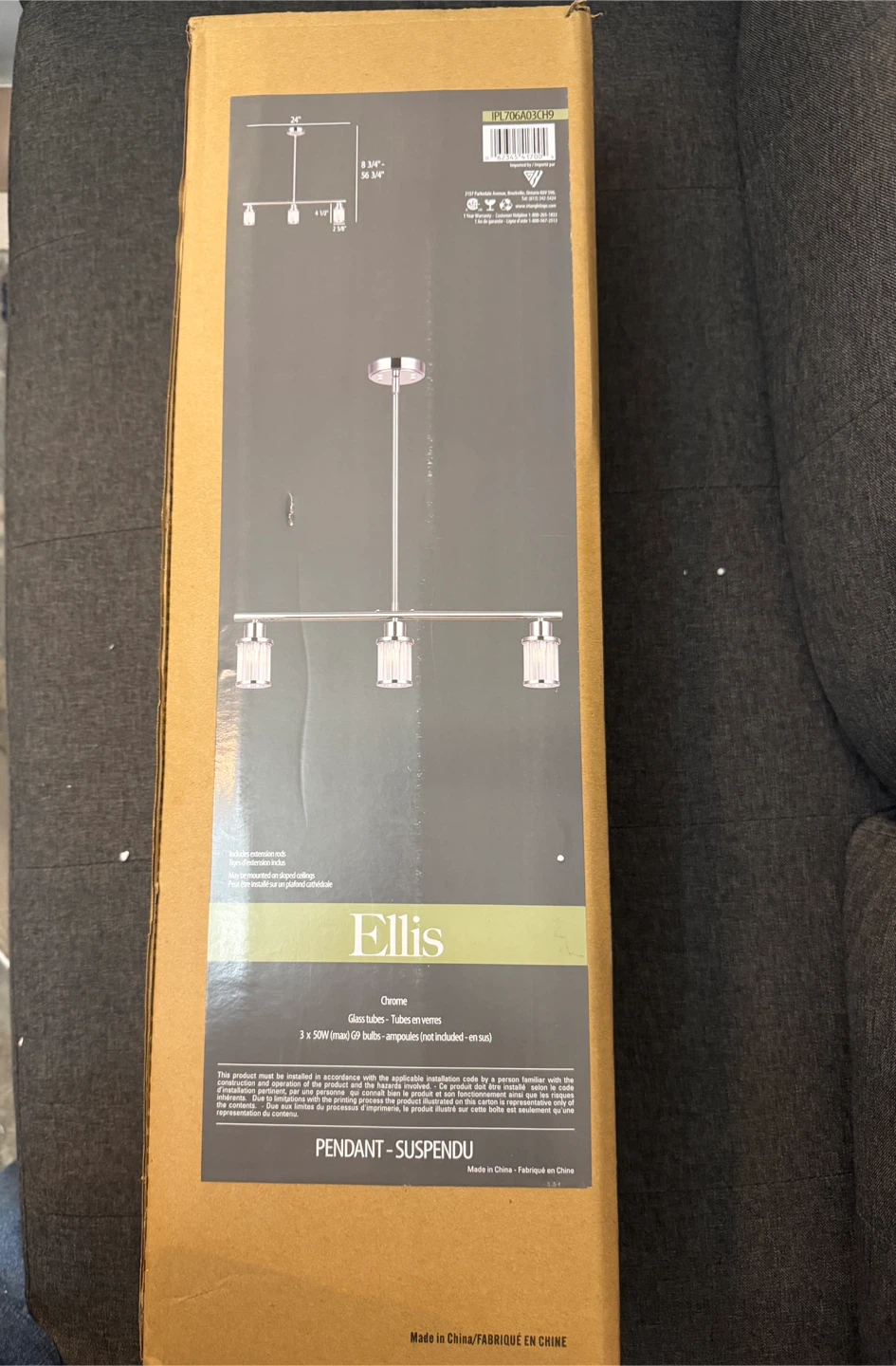 Canarm Ellis Chrome 3-Light Pendant Light-Brand New - photo 4