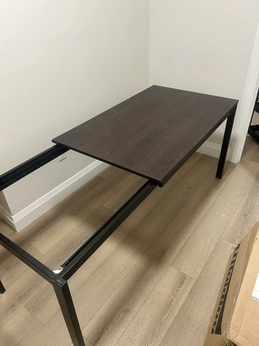 Dark Wood Kitchen Table With Benches - photo 2