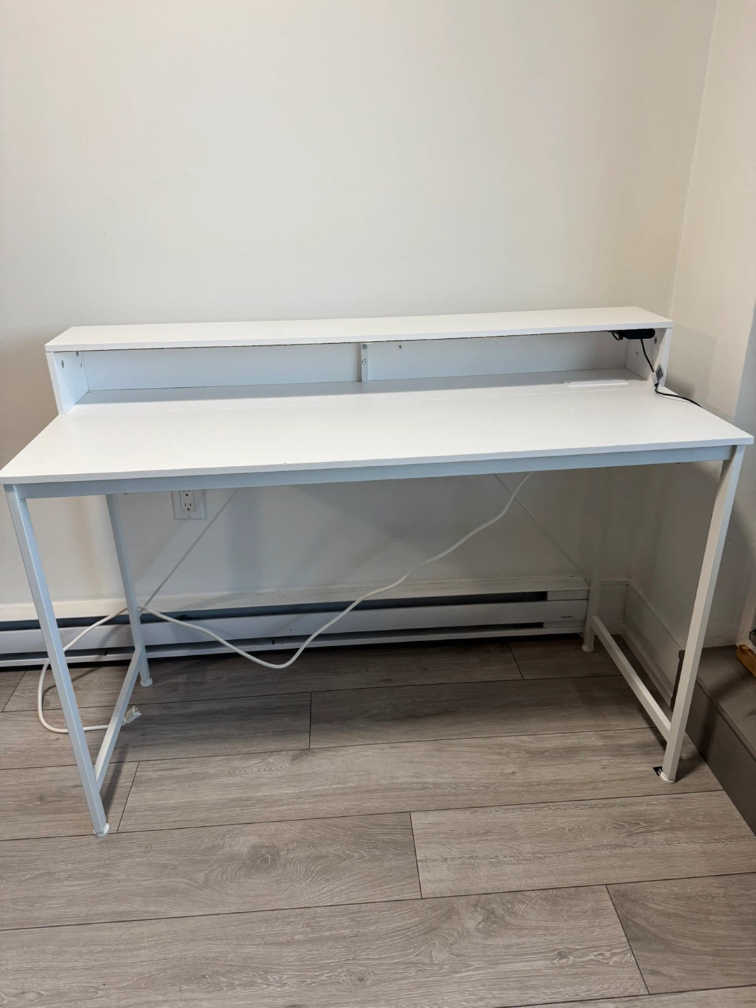 Rolynstar Computer Desk 47.2" with LED Lights & Power Outlets