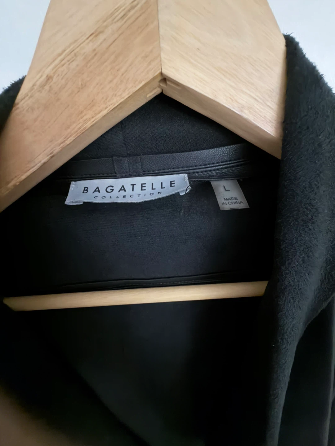 Black Drape Front Faux Leather Jacket - photo 2