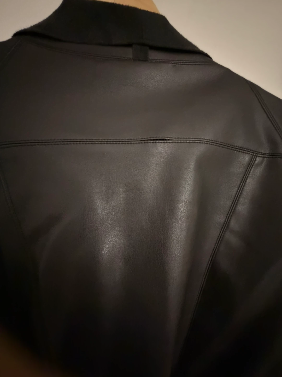Black Drape Front Faux Leather Jacket - photo 4