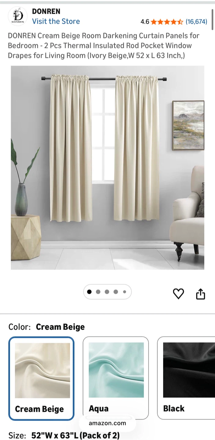 DONREN Cream Beige Room Darkening Curtains - photo 3
