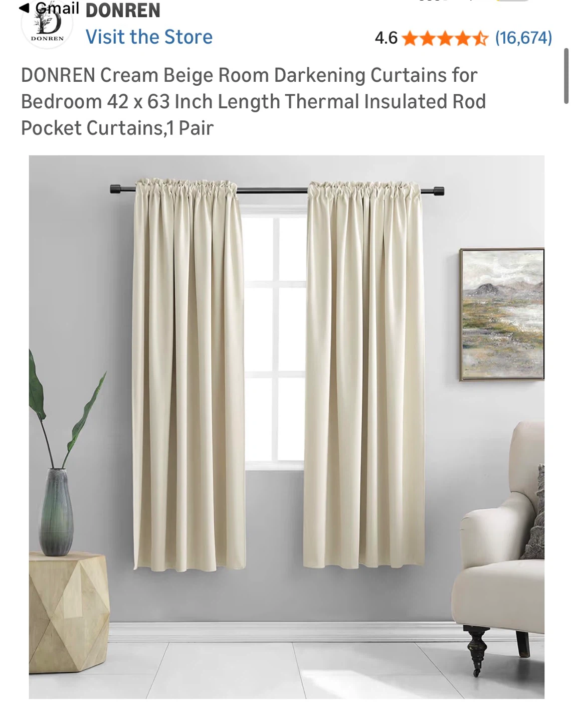 DONREN Cream Beige Room Darkening Curtains