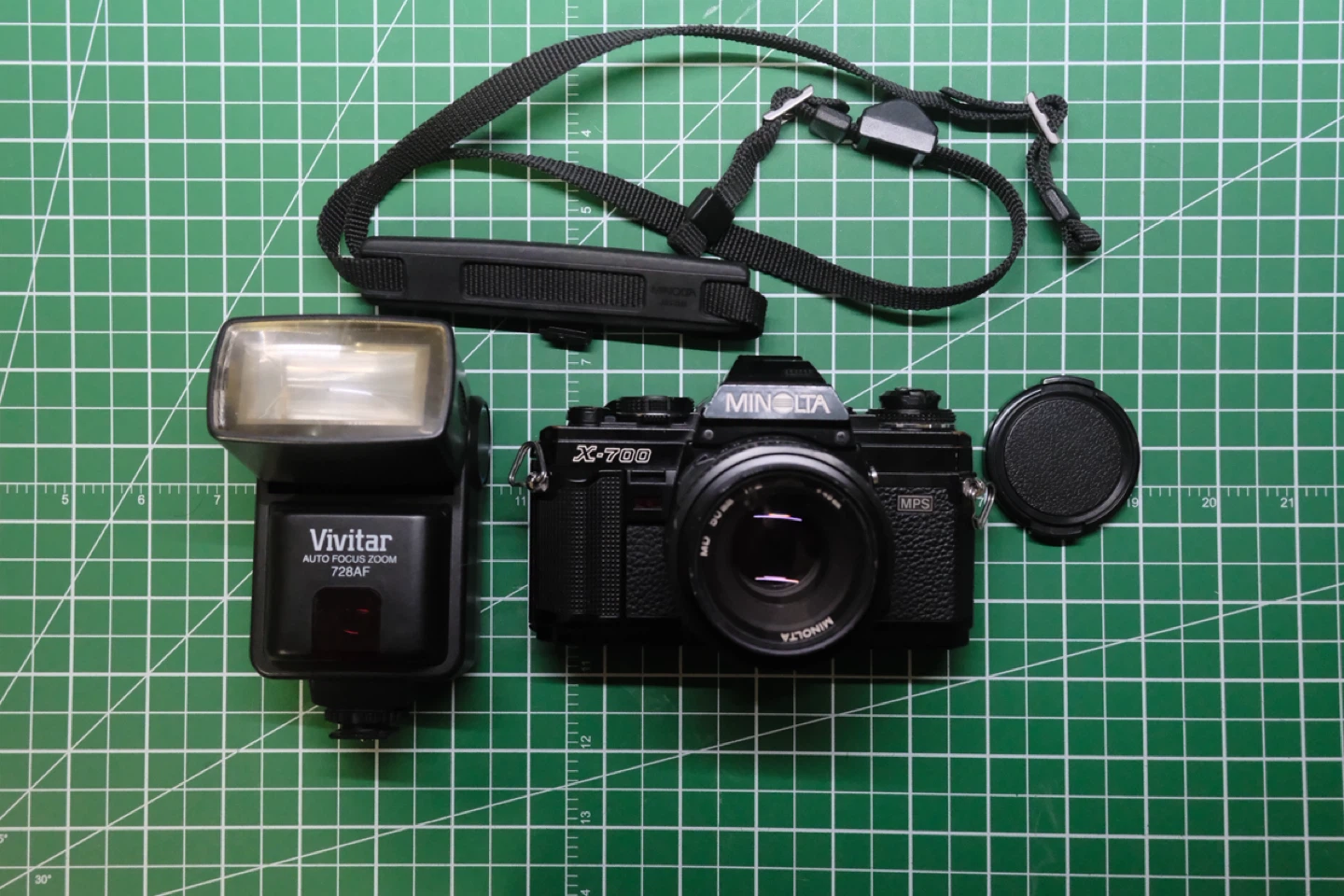 Minolta X-700 with 50mm f/2 Lens and Vivitar Flash