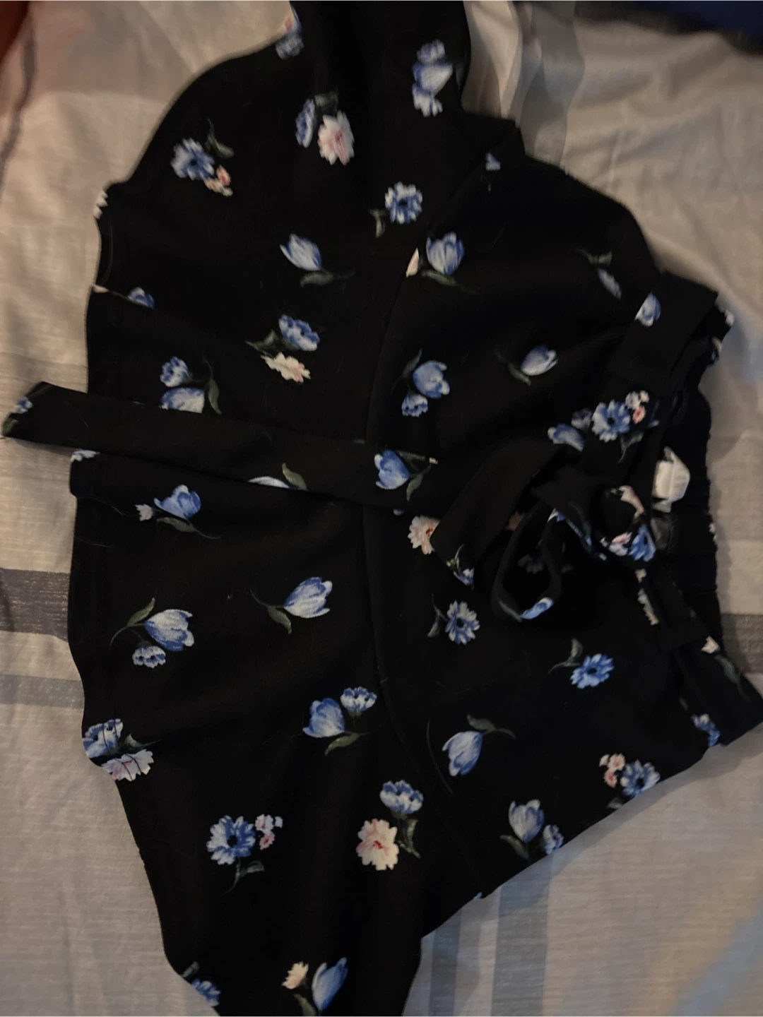 Black Floral Skirt with Tie Waist - Size S - photo 2