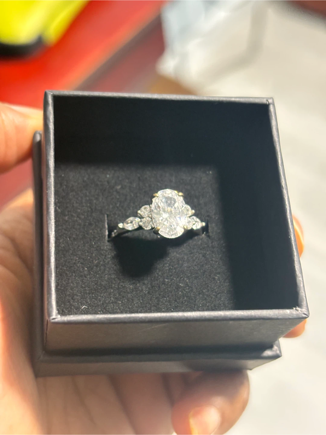925 Sterling Silver Oval Cut Engagement Ring - photo 2