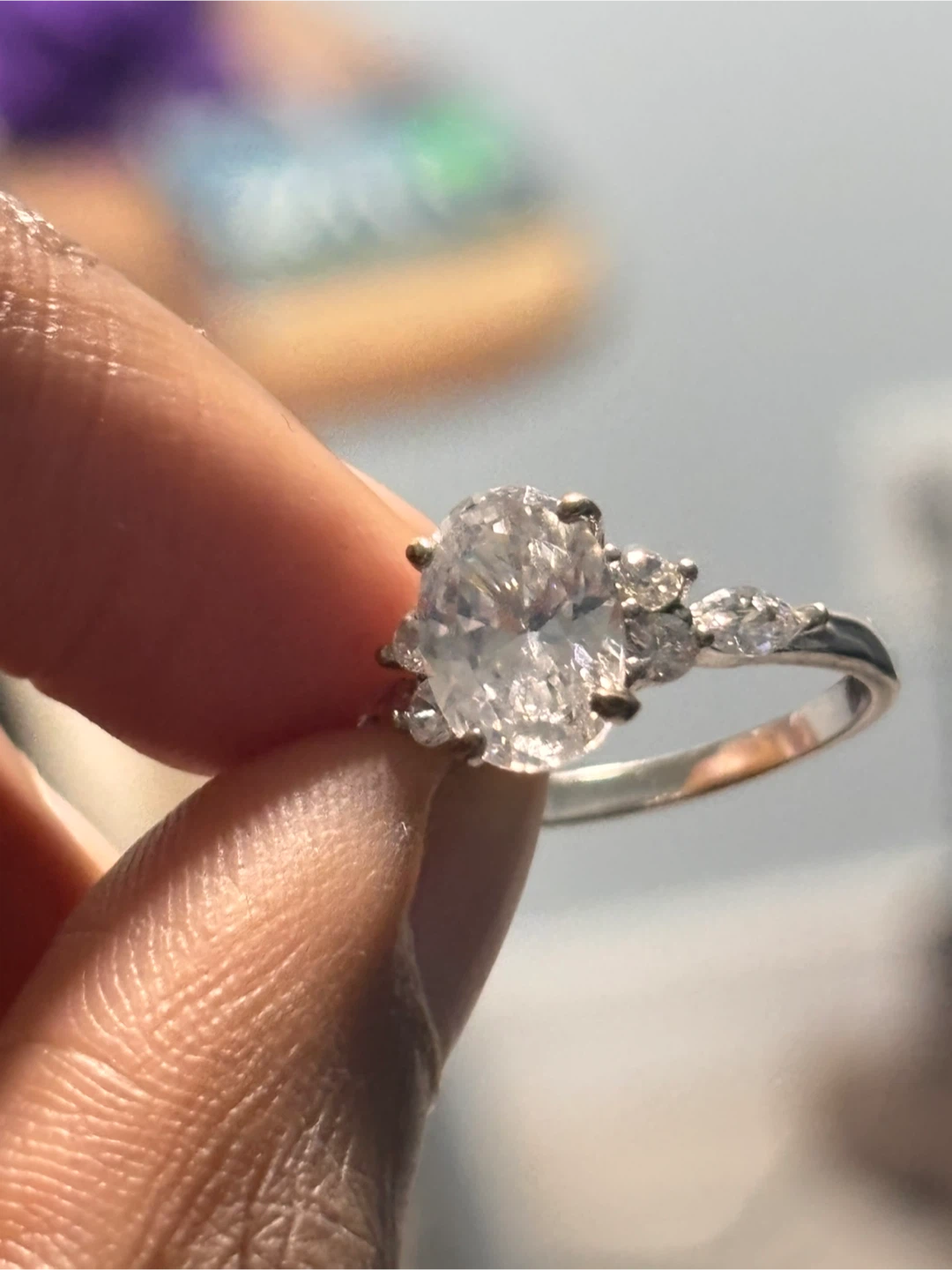 925 Sterling Silver Oval Cut Engagement Ring - photo 4