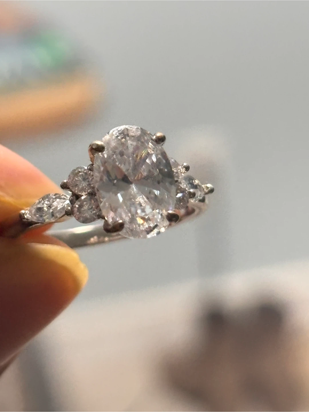925 Sterling Silver Oval Cut Engagement Ring - photo 5