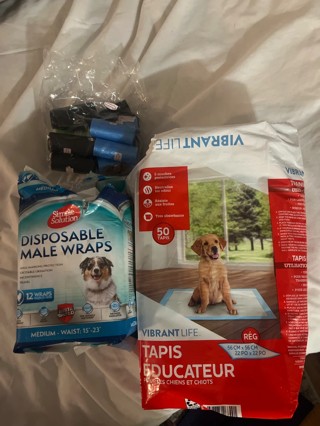 Dog male diapers, regular pee pad, disposable bags