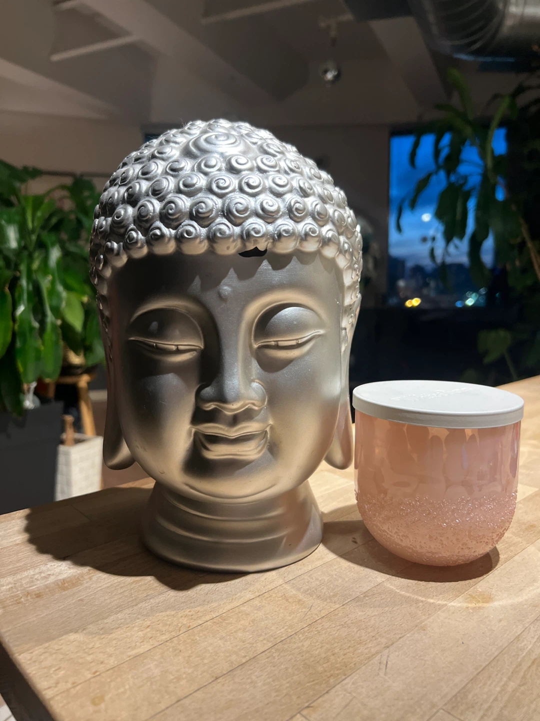 Lrg Silver Buddha Head
