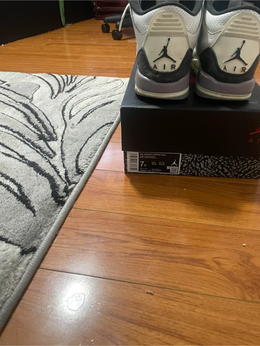 Air Jordan 3 Retro (GS) Summit White/light purple - photo 3