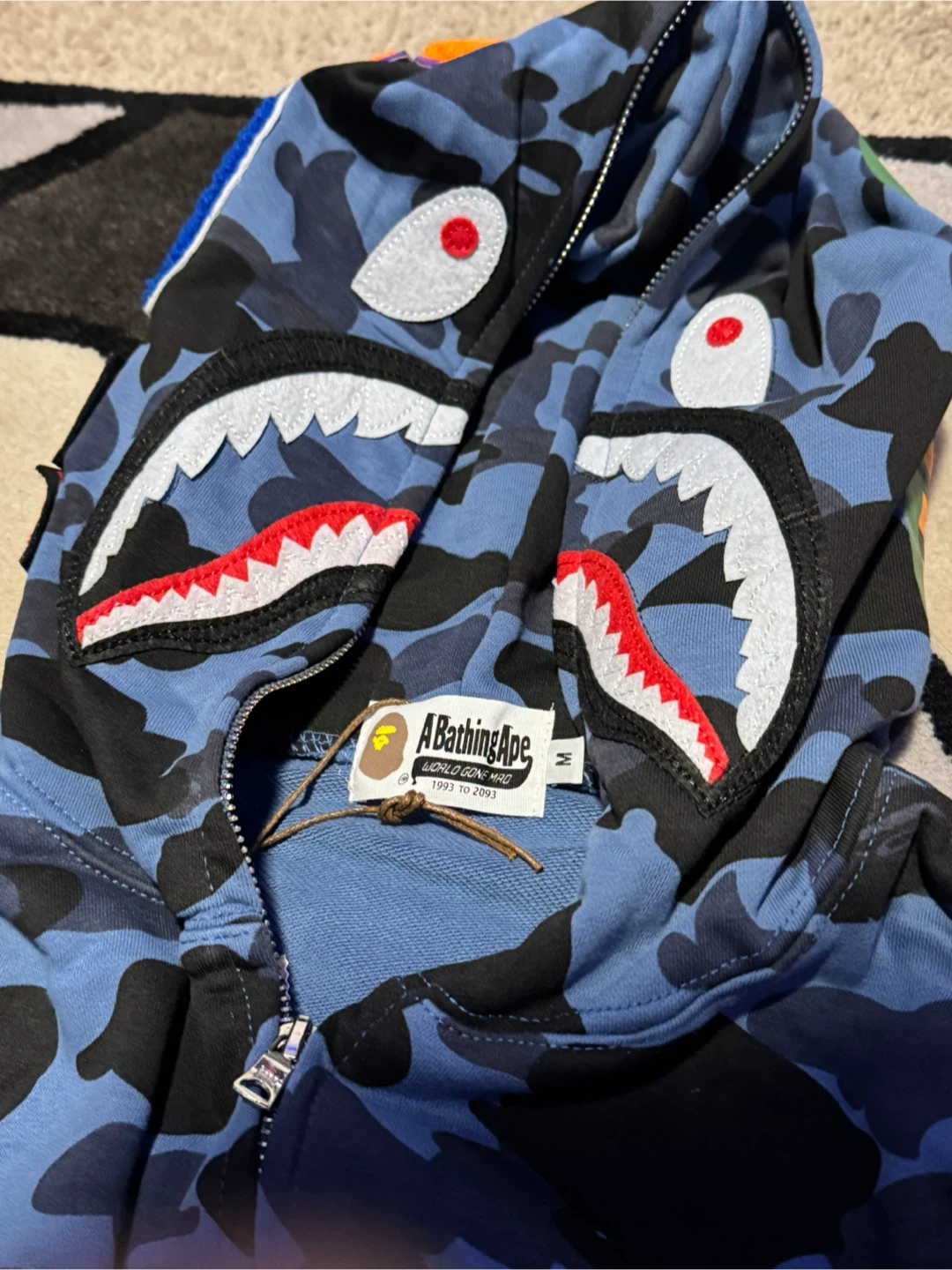 A Bathing Ape BAPE Shark Full Zip Hoodie Blue Camo - photo 3