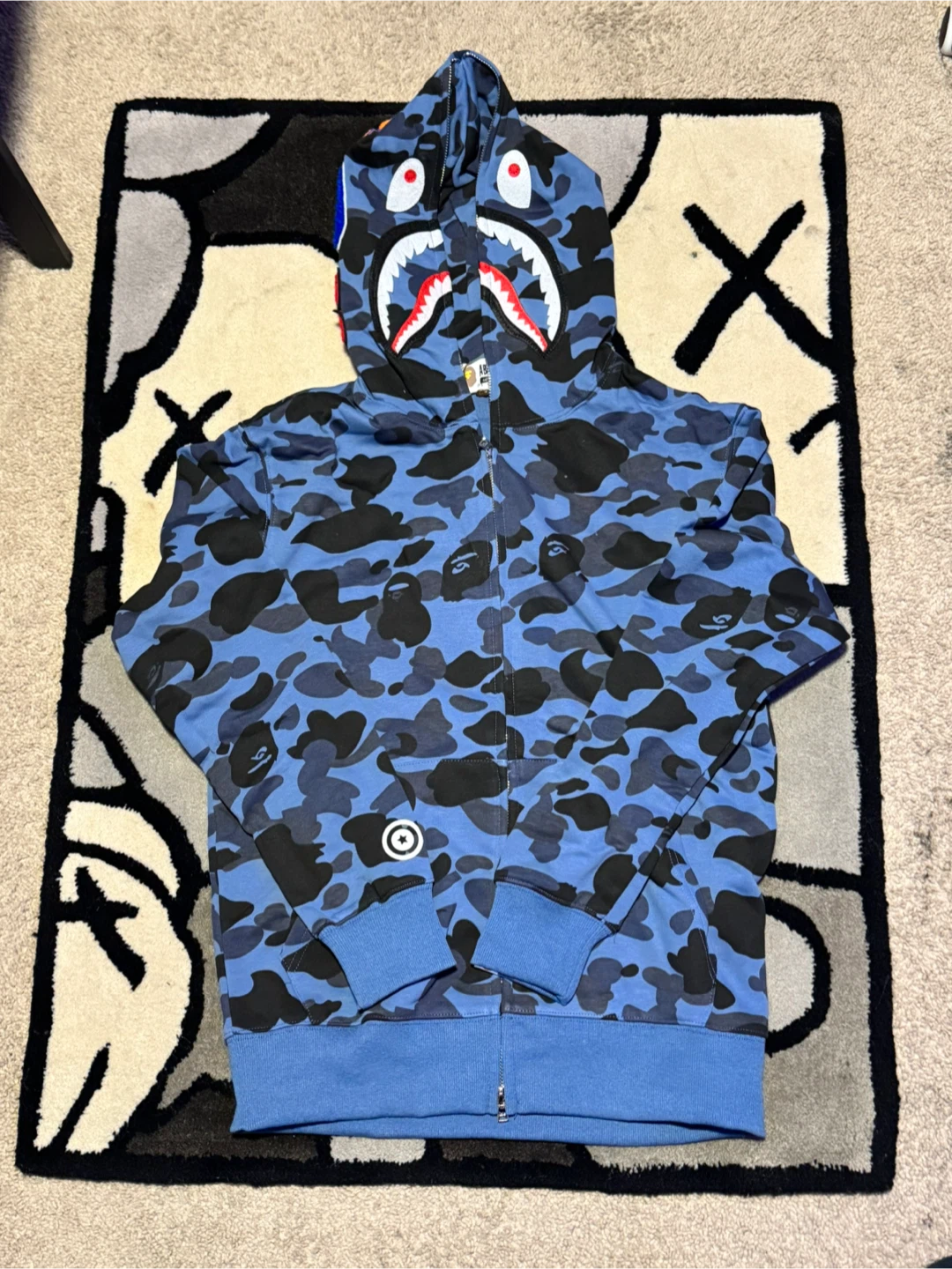 A Bathing Ape BAPE Shark Full Zip Hoodie Blue Camo
