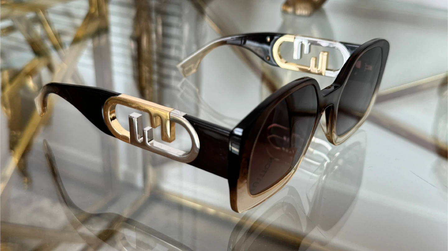 Authentic FENDI O'LOCK  Beige Brown Fashion  Sunglasses