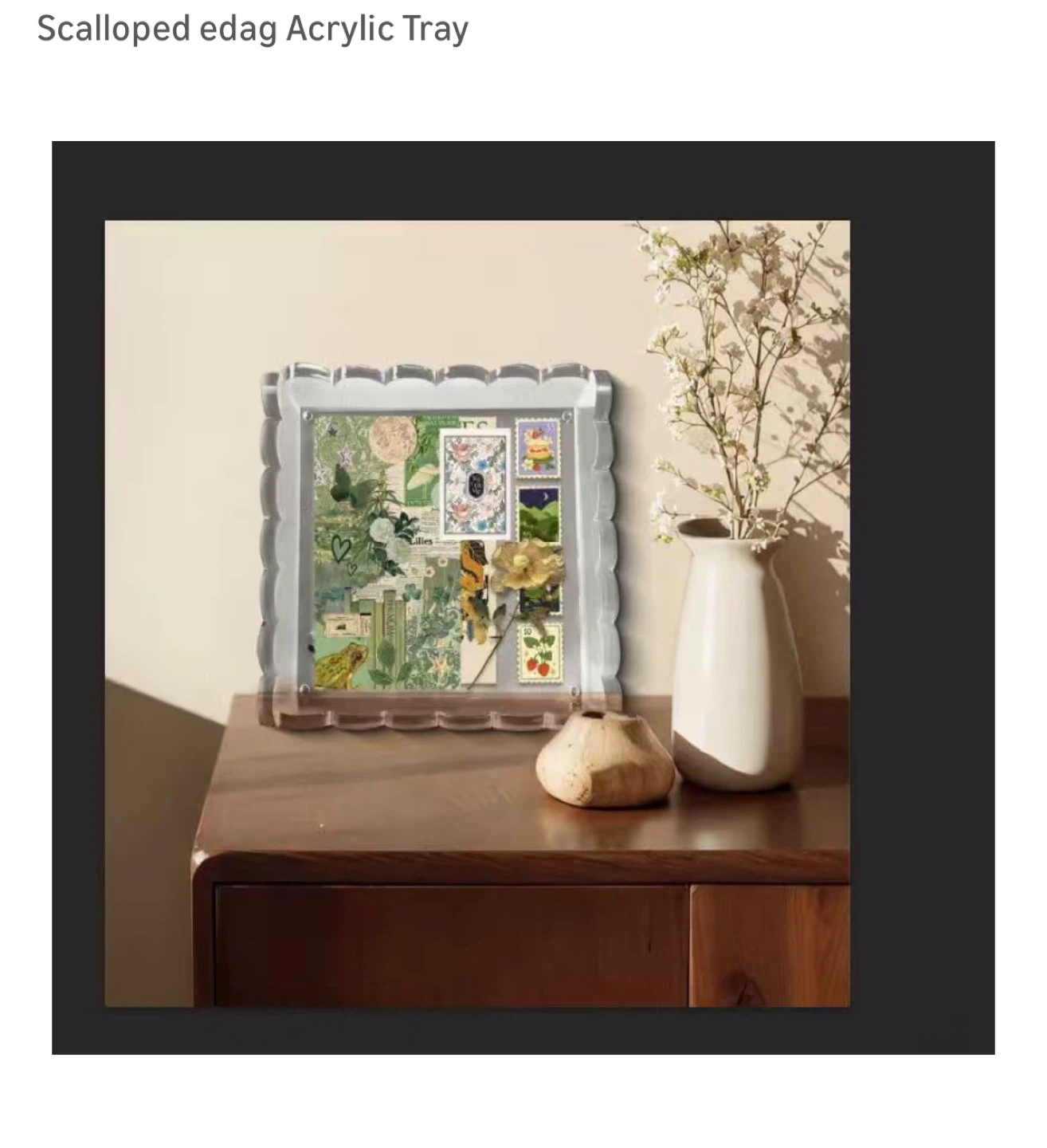 Brand New Scalloped edag Acrylic Tray 6.5 inch X 6.5 inch - photo 2