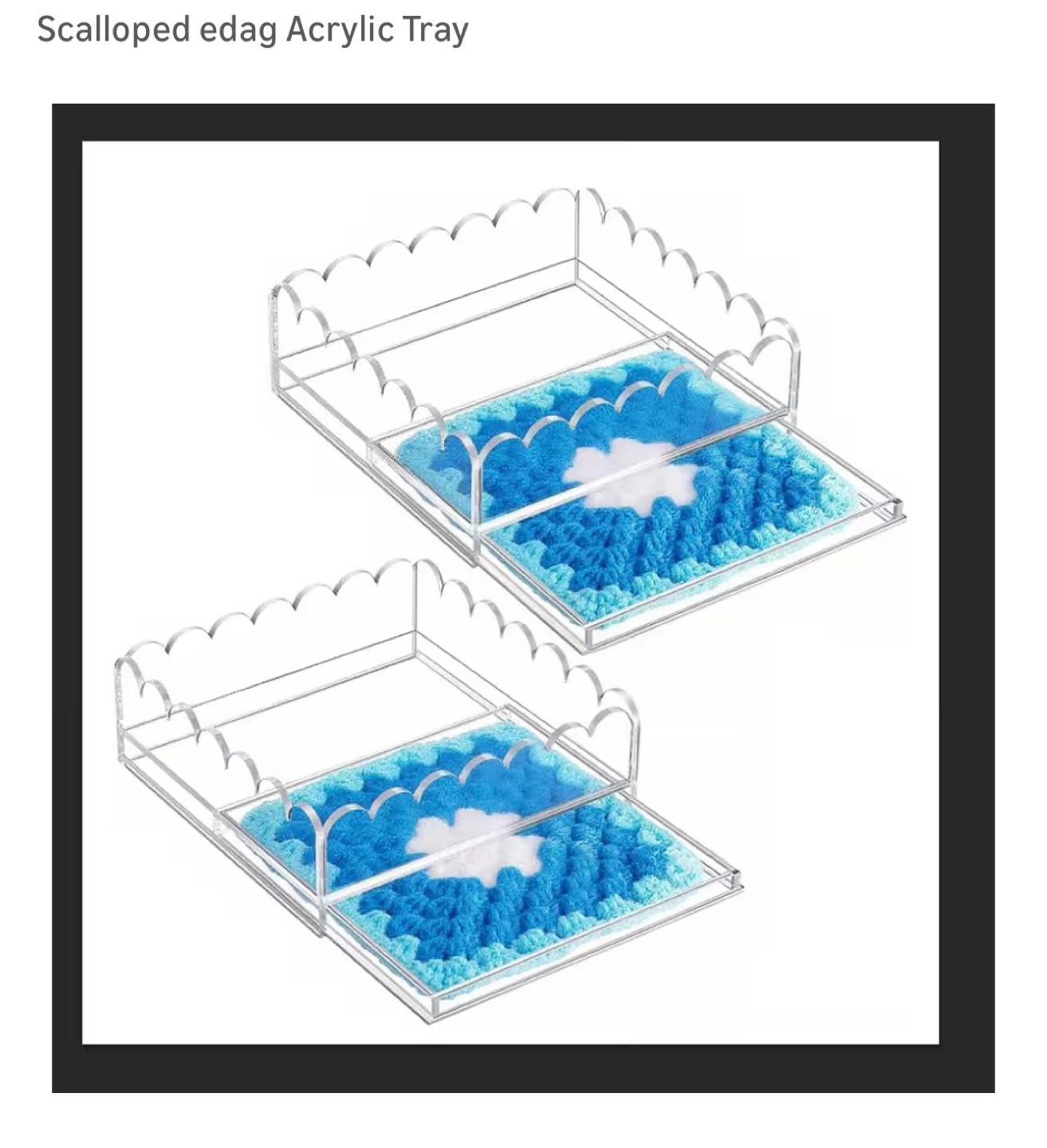 Brand New Scalloped edag Acrylic Tray 6.5 inch X 6.5 inch