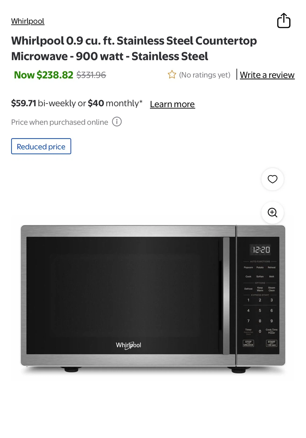 Whirlpool 0.9 cu. ft. Stainless Steel Countertop Microwave - photo 3