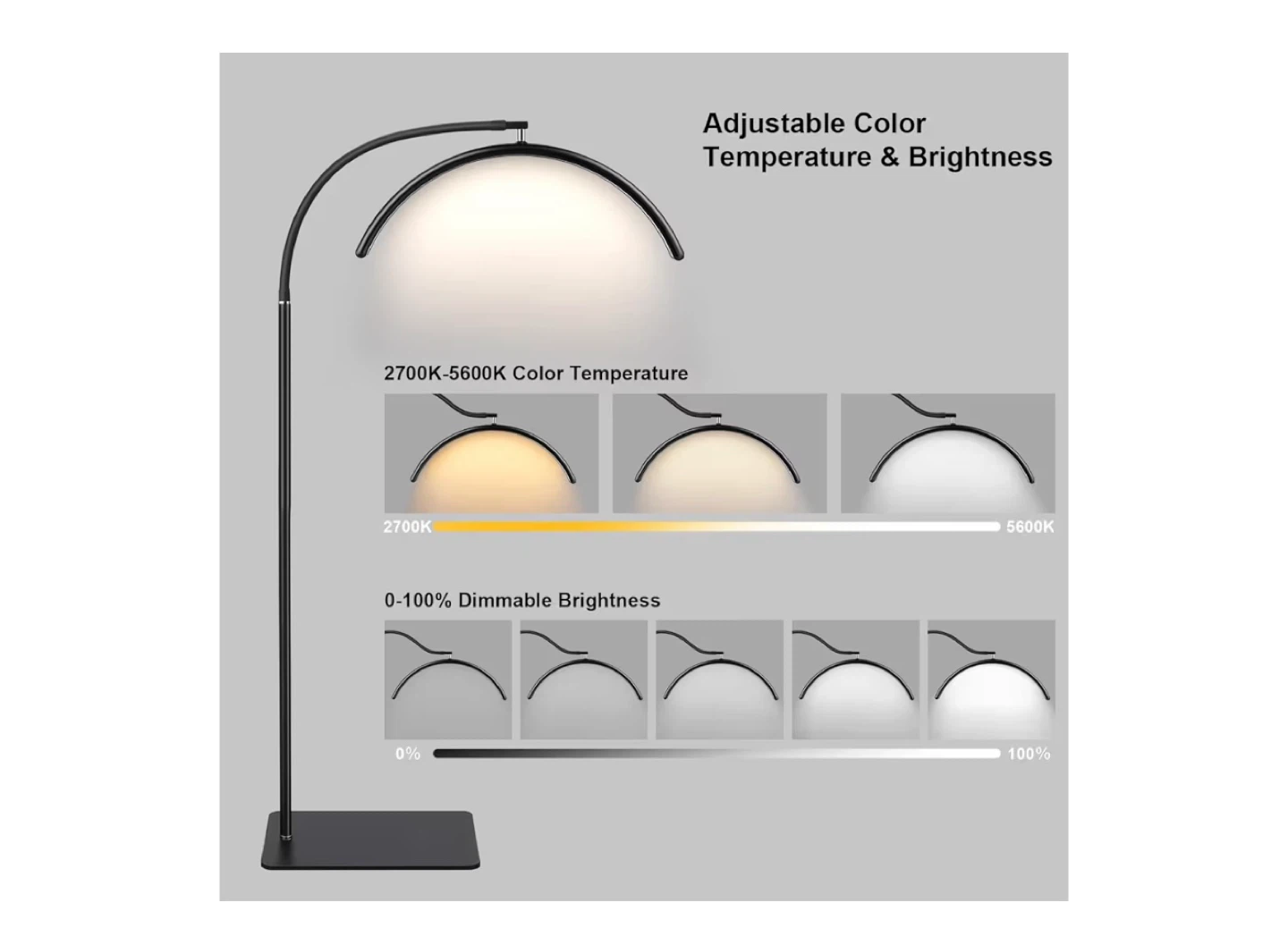Adjustable Arc Floor Lamp - Dimmable & Color Temperature - photo 2
